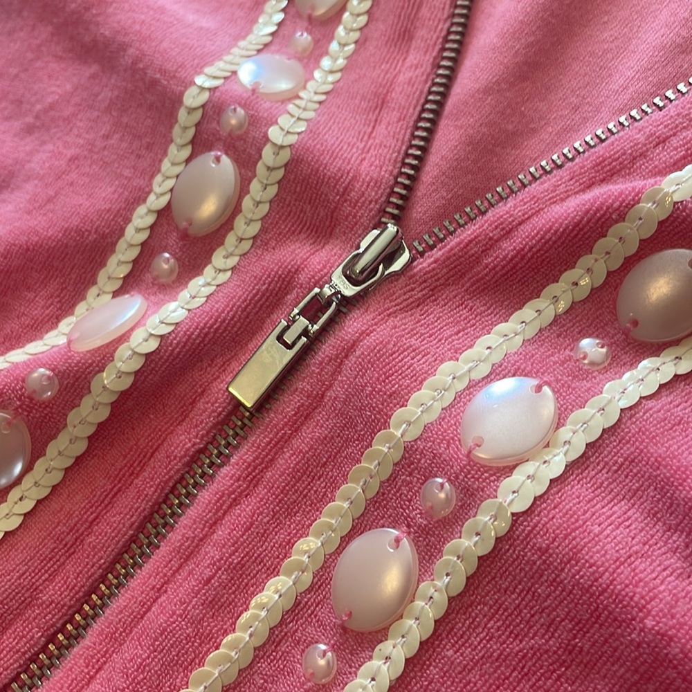 Moda international Terry beach pool coverup. Beaded. Barbie pink. Comfy. Cute - Picture 3 of 6